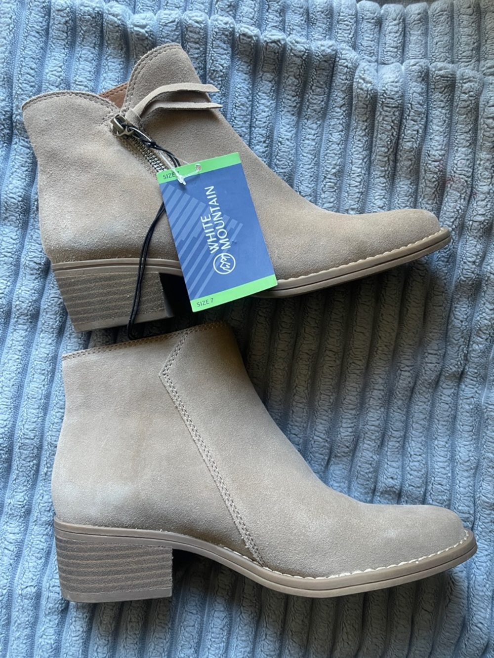White Mountain Taupe Suede Side-Zip Ankle Booties - Picture 2 of 6